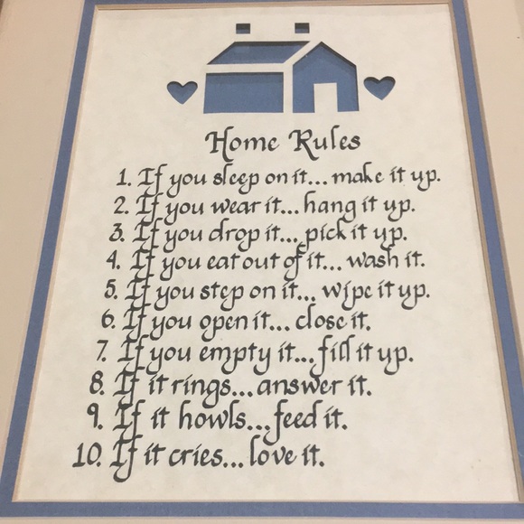 Home Rules Matted in oak Frame Like NEW 12x9.5 10 if you Home Rules for everyone - Picture 6 of 6